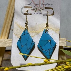 Blue and Gold Earrings
